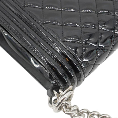 CHANEL Boy Flap Medium Plexiglass Patent Leather Crossbody Bag Black