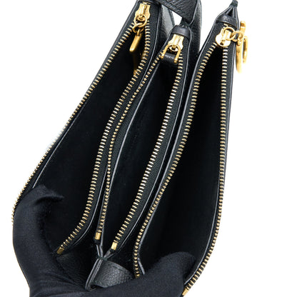 Dior Saddle Trio Crossbody Pouch Calfskin Black
