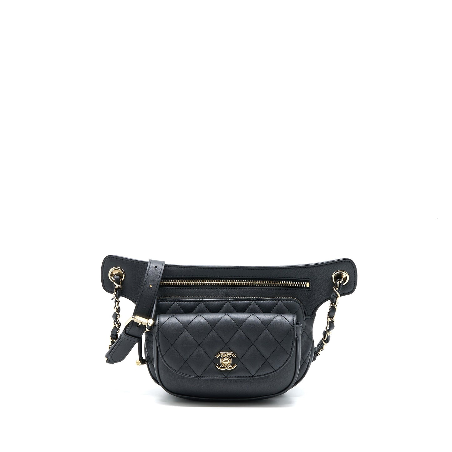 Chanel Quilted Waist Bag Calfskin Black LGHW