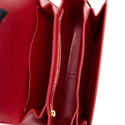 Celine Medium Classique Triomphe Purse Shiny Calfskin Red