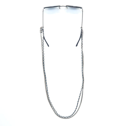 Chanel 4245 Round Sunglasses Leather Chain Dark Blue SHW