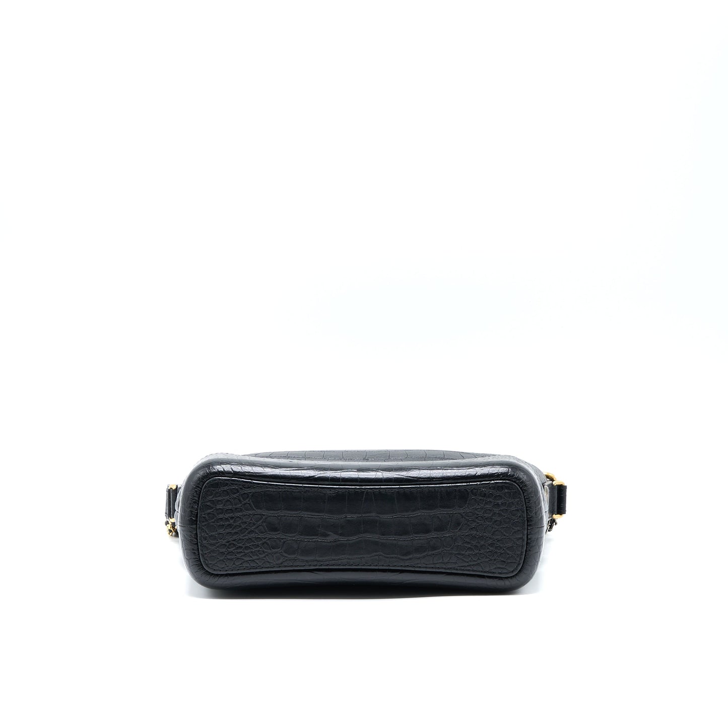 Chanel Large Gabrielle Hobo Bag Croc Embossed Calfskin With Logo Strap Black Multicoloured Hardware