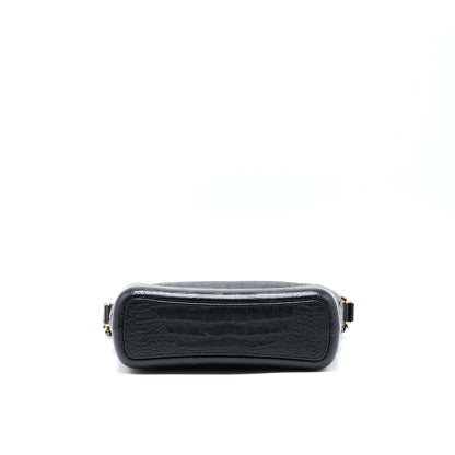 Chanel Large Gabrielle Hobo Bag Croc Embossed Calfskin With Logo Strap Black Multicoloured Hardware