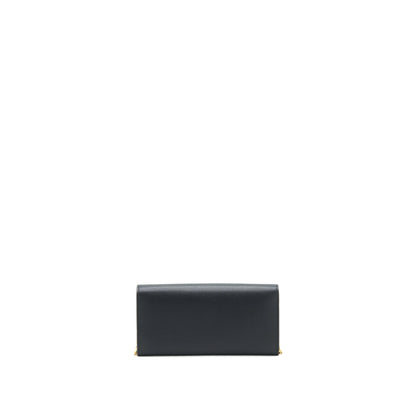 Fendi Grained Calfskin Wallet with Chain Black