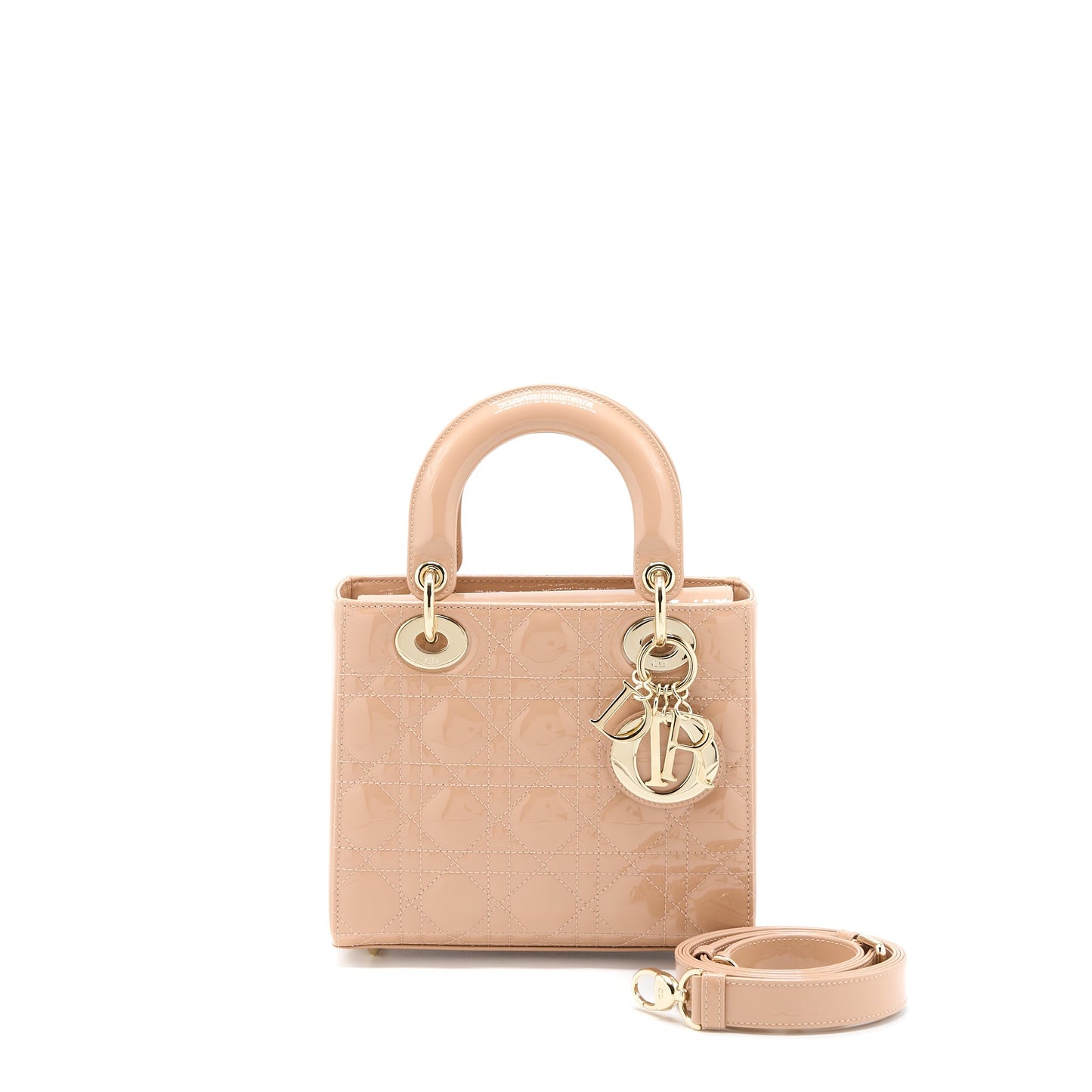 Dior Small Lady Dior Patent Leather Beige
