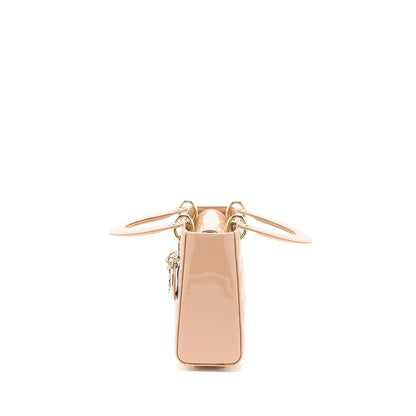 Dior Small Lady Dior Patent Leather Beige