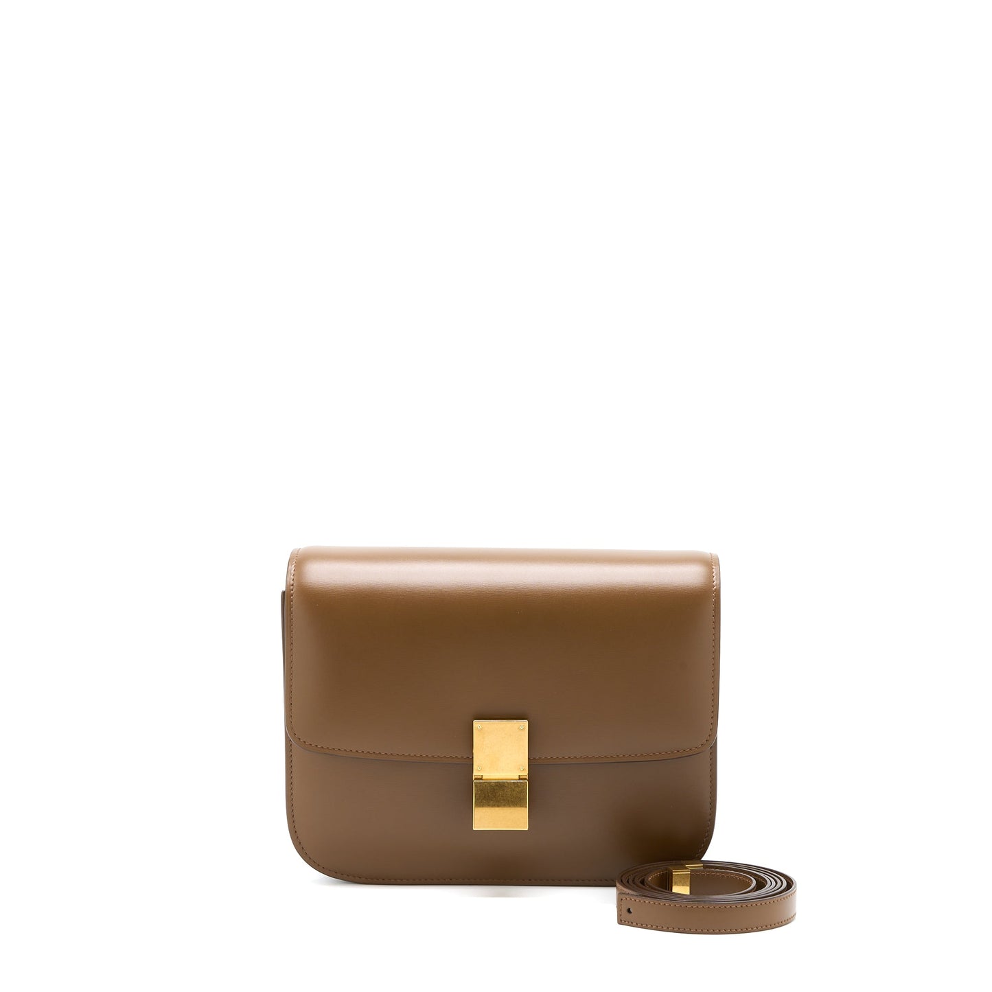 Celine Medium Classic Box Purse Calfskin Caramel Brushed