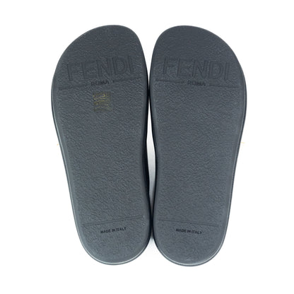 Fendi Fendigraphy Black Leather Slides