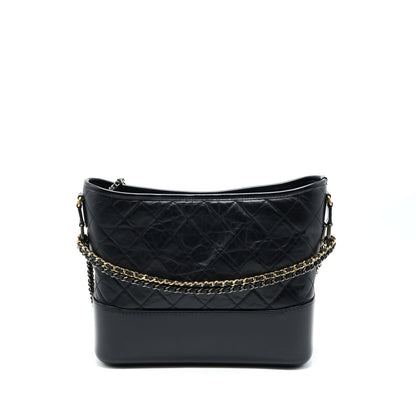 Chanel Large Gabrielle Hobo Bag Aged Calfskin Black Multicolour Hardware