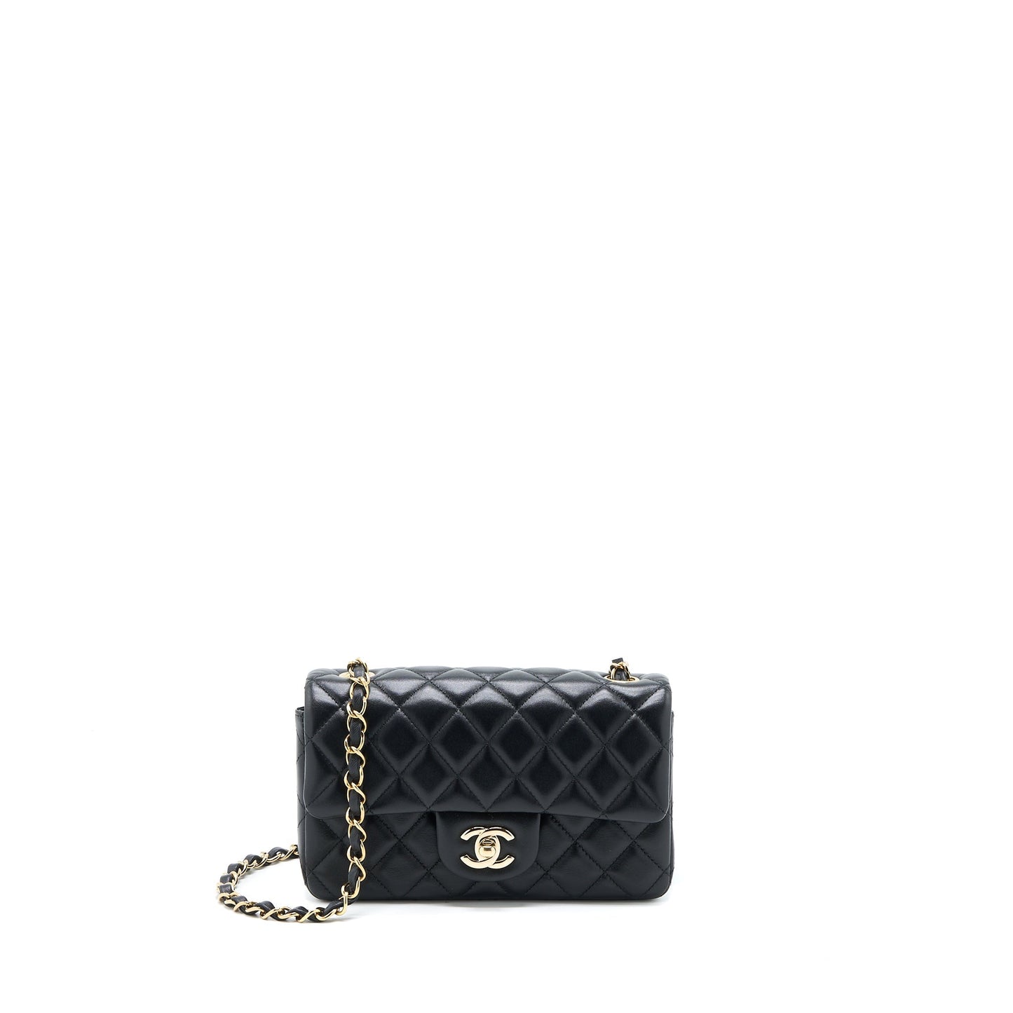 Chanel Classic Mini Rectangular Flap Bag Lambskin Black LGHW (Microchip)