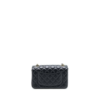 Chanel Classic Mini Rectangular Flap Bag Lambskin Black LGHW (Microchip)