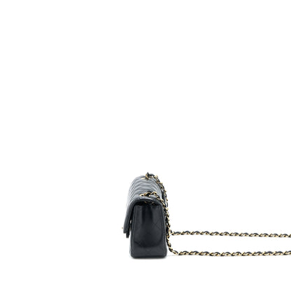 Chanel Classic Mini Rectangular Flap Bag Lambskin Black LGHW (Microchip)