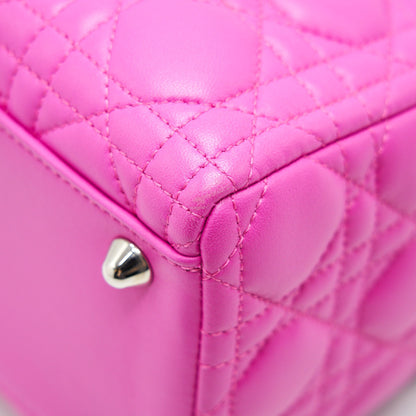 DIOR LARGE LADY DIOR LAMBSKIN BAG IN HOT PINK