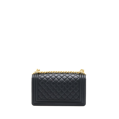 Chanel Medium Boy Bag Calfskin Black Brushed GHW
