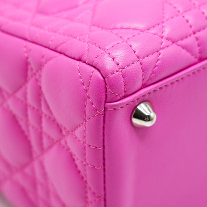 DIOR LARGE LADY DIOR LAMBSKIN BAG IN HOT PINK