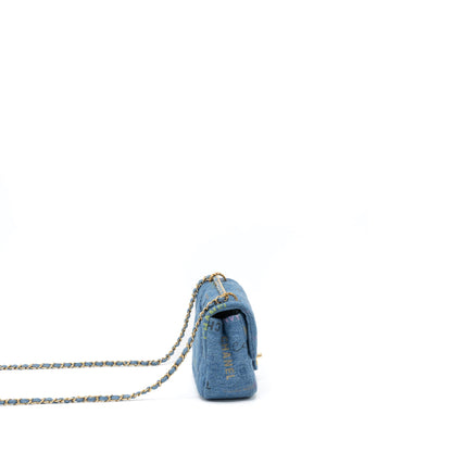 Chanel 22P Blue Denim Flap Bag Denim Blue Brushed GHW (Microchip)