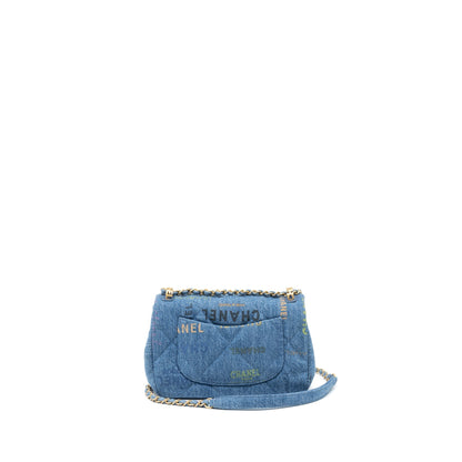 Chanel 22P Blue Denim Flap Bag Denim Blue Brushed GHW (Microchip)