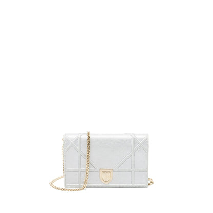 Dior Diorama Wallet on Chain Calfskin Light Grey