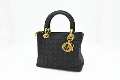 Dior Small Lady Dior in Black Nylon Canvas