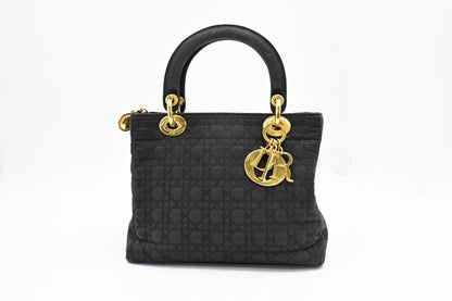 Dior Small Lady Dior in Black Nylon Canvas
