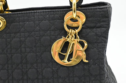 Dior Small Lady Dior in Black Nylon Canvas