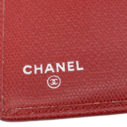 CHANEL Vintage Leather Long Wallet Red