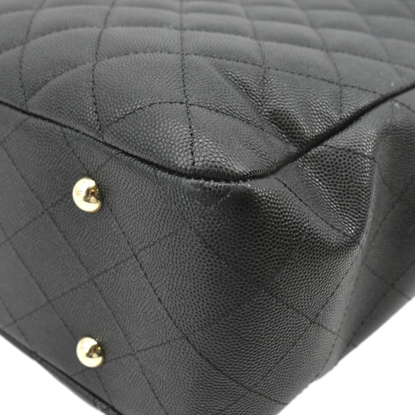 CHANEL Large CC Quilted Leather Tote Shoulder Bag Black