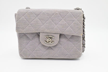 Chanel Mini Square in Lavender Gray Cotton Canvas