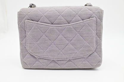 Chanel Mini Square in Lavender Gray Cotton Canvas