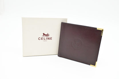 Celine Bifold Wallet in Maroon Leather