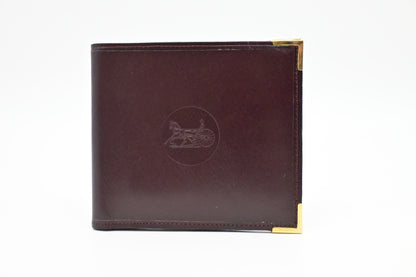 Celine Bifold Wallet in Maroon Leather