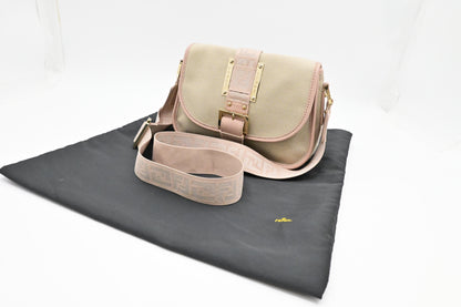 Fendi Crossbody in Pink Leather and Beige Canvas