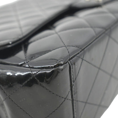 CHANEL Classic Maxi Single Flap Patent Leather Shoulder Bag Black
