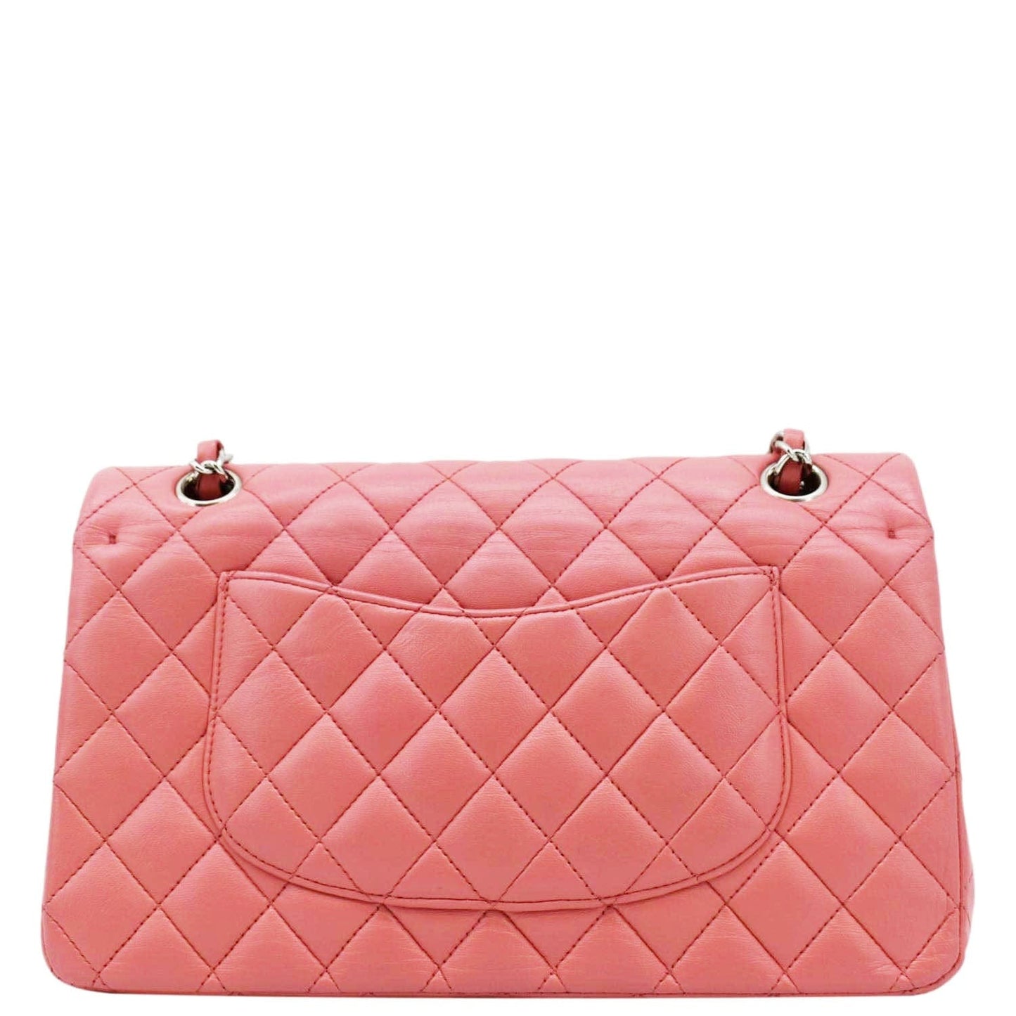 CHANEL Classic Double Flap Medium  Quilted Leather Shoulder Bag Salmon Pink
