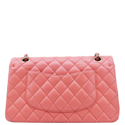 CHANEL Classic Double Flap Medium  Quilted Leather Shoulder Bag Salmon Pink
