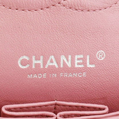 CHANEL Classic Double Flap Medium  Quilted Leather Shoulder Bag Salmon Pink