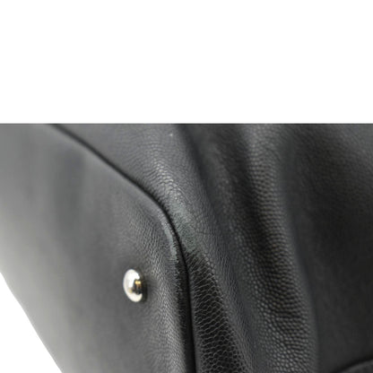 CHANEL Coco Eyelets Large Leather Shopping Tote Shoulder  Black