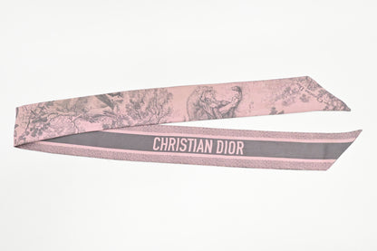 Dior Twilly in Pink & Gray Toile de Jouy Sauvage Silk