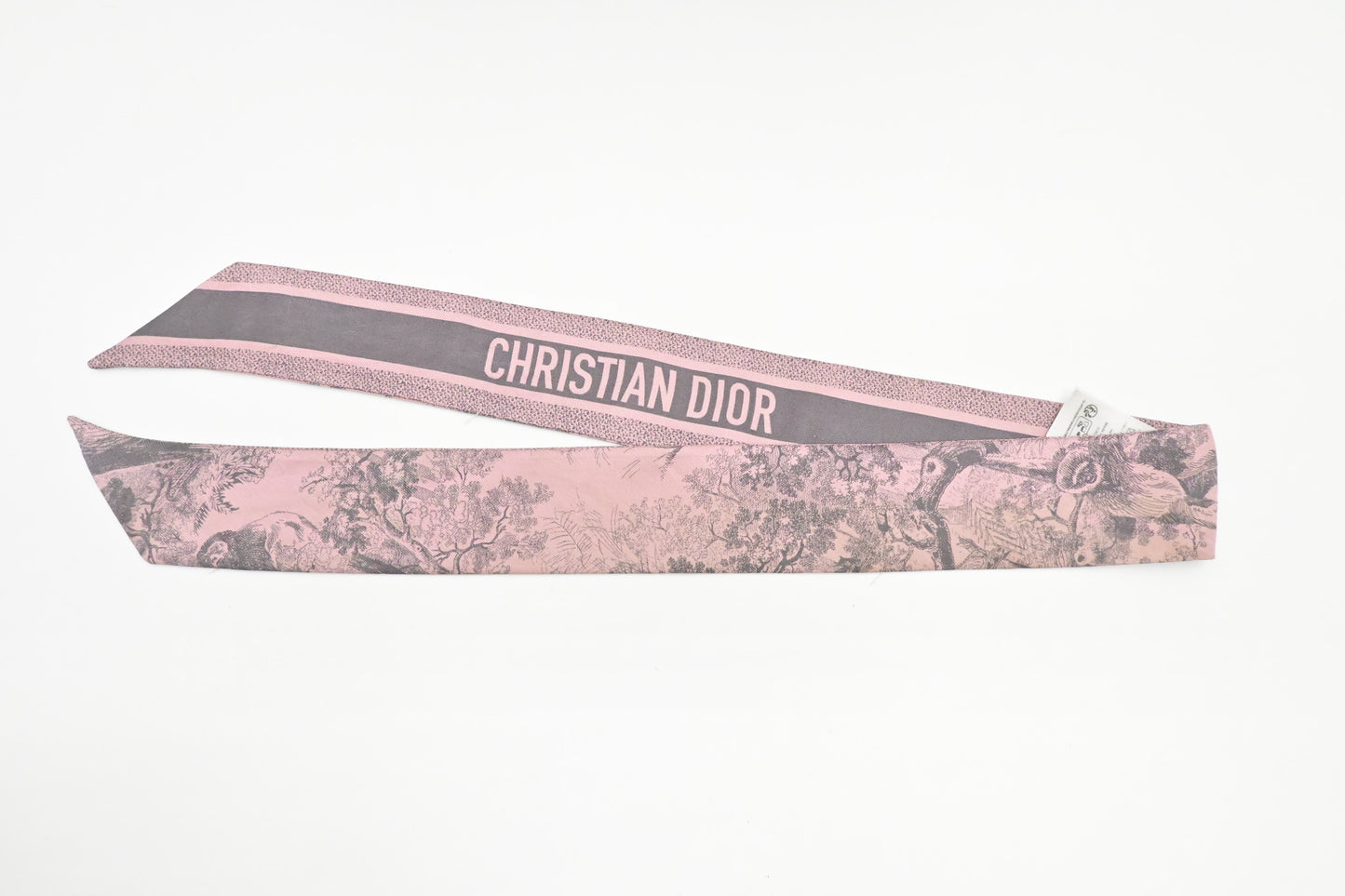 Dior Twilly in Pink & Gray Toile de Jouy Sauvage Silk