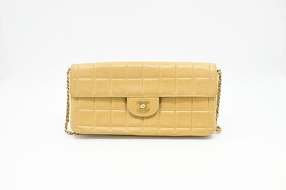 Chanel East West Shoulder Bag in Beige Leather