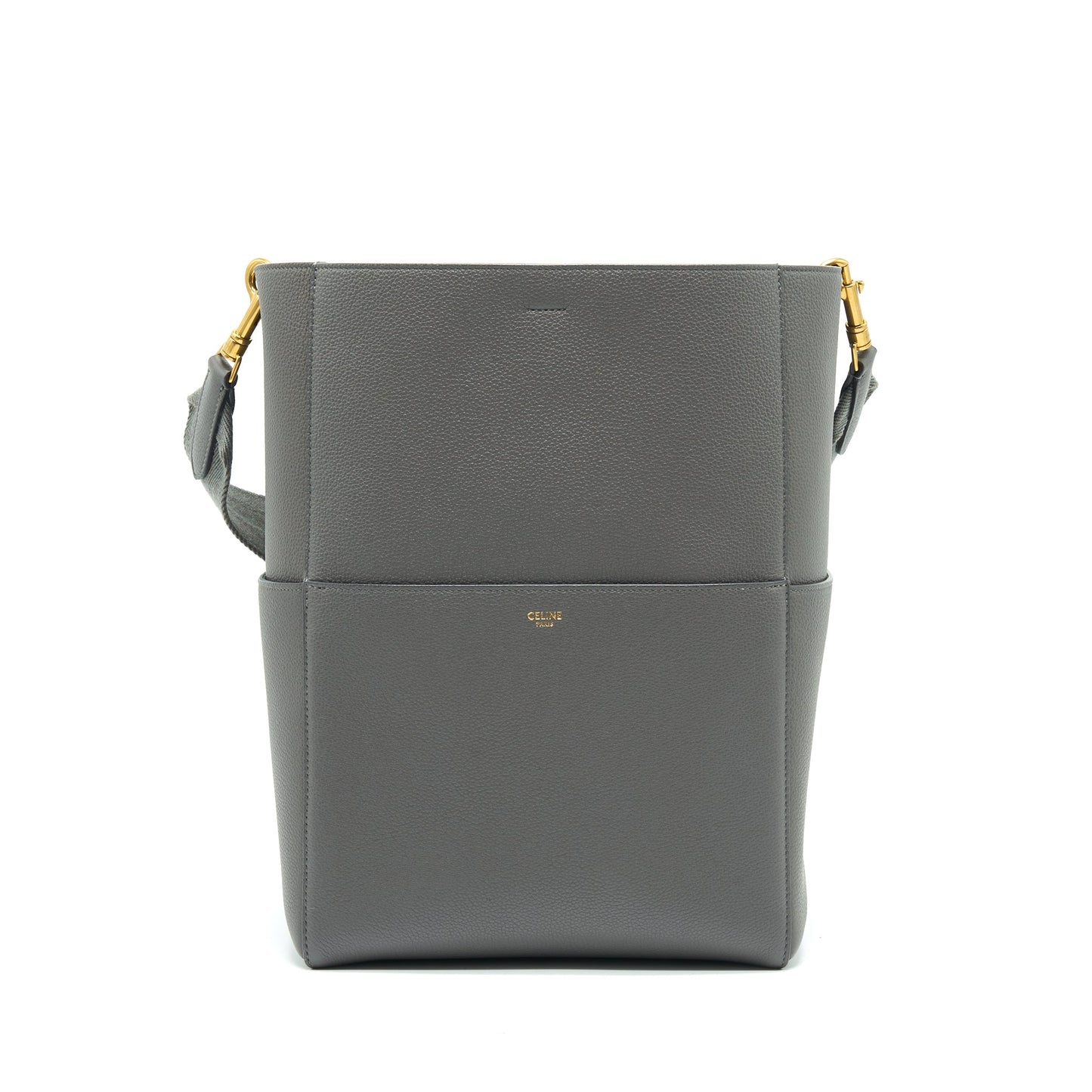 CELINE SANGLE BUCKET Purse BLACK STITCHING