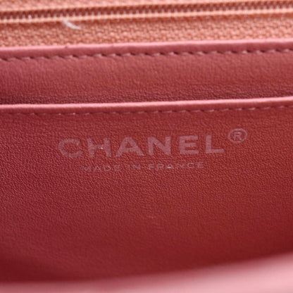 CHANEL Mini Square Flap Leather Crossbody Bag Pink