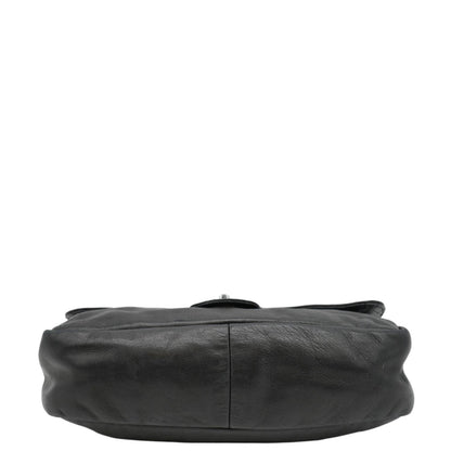 CHANEL Soft and Chain Flap Leather Shoulder Bag Black