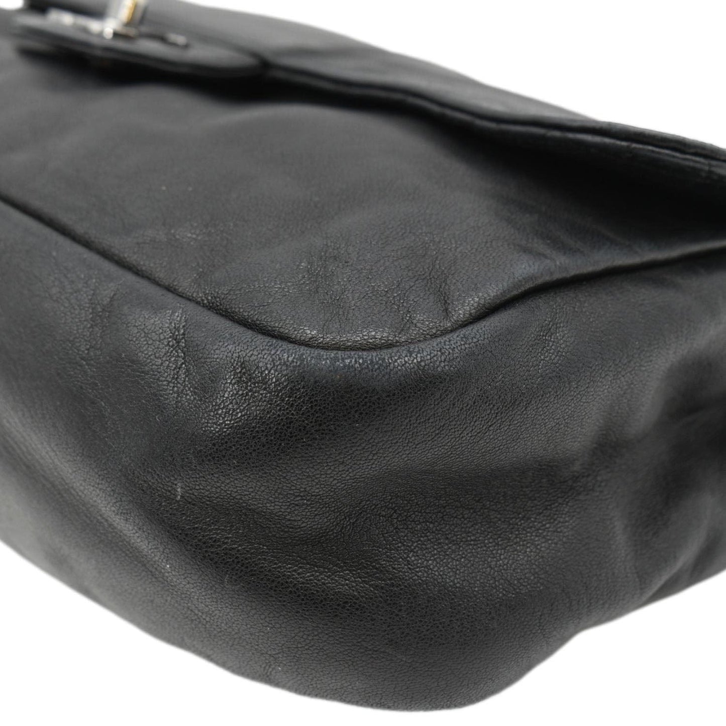 CHANEL Soft and Chain Flap Leather Shoulder Bag Black
