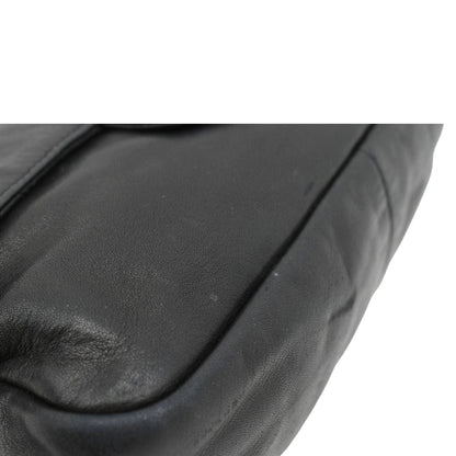 CHANEL Soft and Chain Flap Leather Shoulder Bag Black