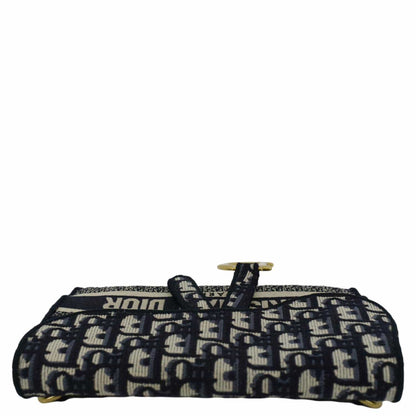 CHRISTIAN DIOR Saddle Oblique Canvas Belt Bag Navy Blue