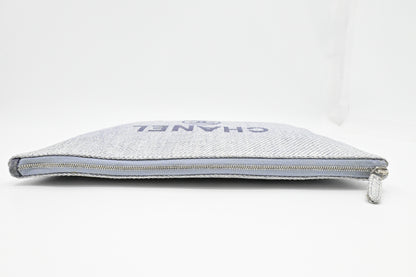 Chanel Deauville Clutch in Grey Canvas