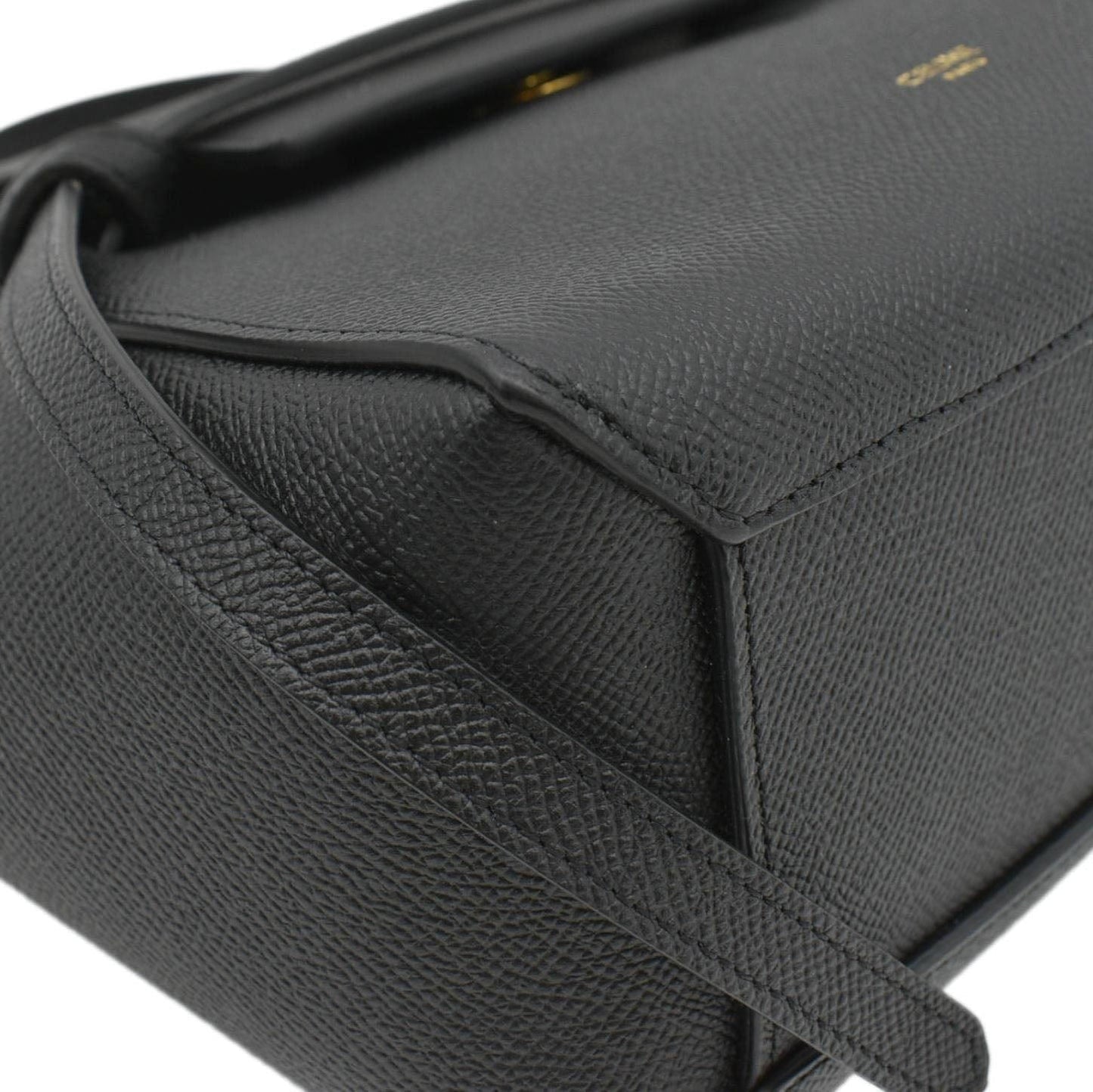 CELINE Nano Belt Grained Leather Shoulder Bag Black