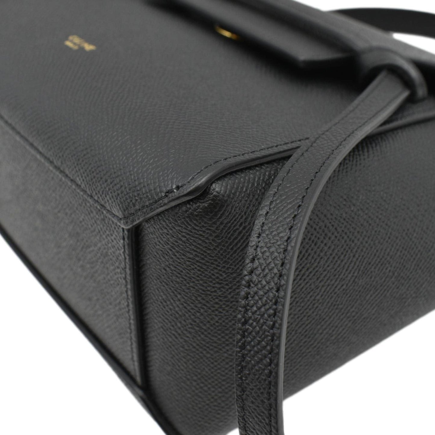 CELINE Nano Belt Grained Leather Shoulder Bag Black