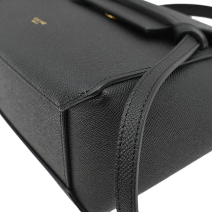 CELINE Nano Belt Grained Leather Shoulder Bag Black